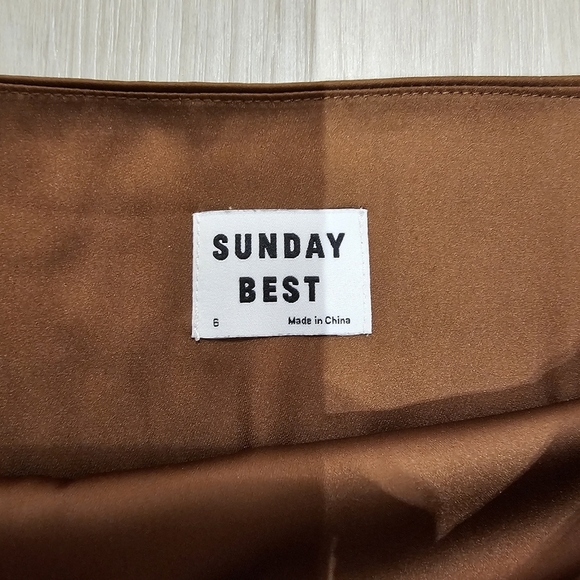 Sunday Best Rocco brown satin mini skirt - Picture 4 of 5